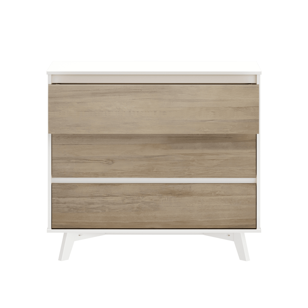 2100213000-202 : Furniture Scandinavian 3 Drawer Dresser, White/Blonde