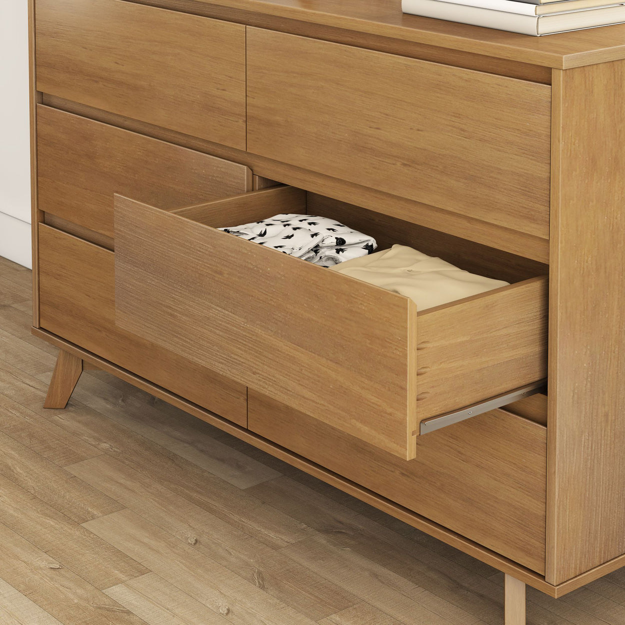 2100216000-007 : Furniture Scandinavian 6 Drawer Dresser, Pecan