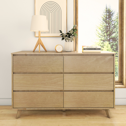2100216000-010 : Furniture Scandinavian 6 Drawer Dresser, Blonde