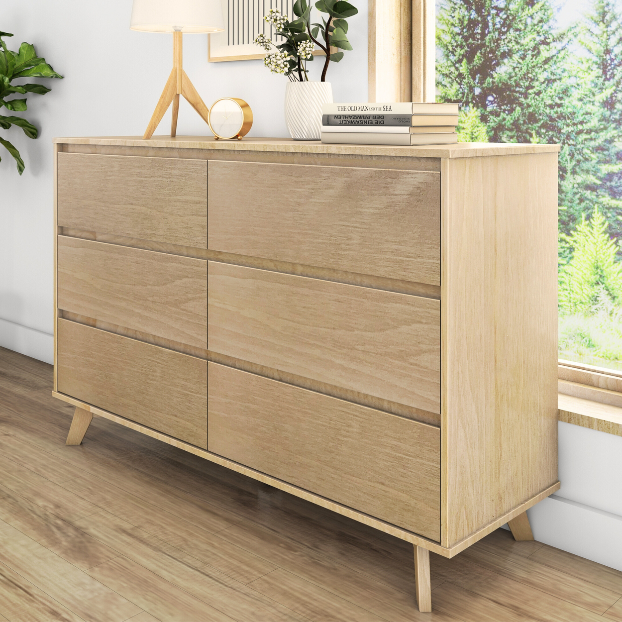 2100216000-010 : Furniture Scandinavian 6 Drawer Dresser, Blonde