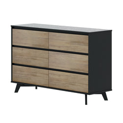 2100216000-272 : Furniture Scandinavian 6 Drawer Dresser, Black/Blonde