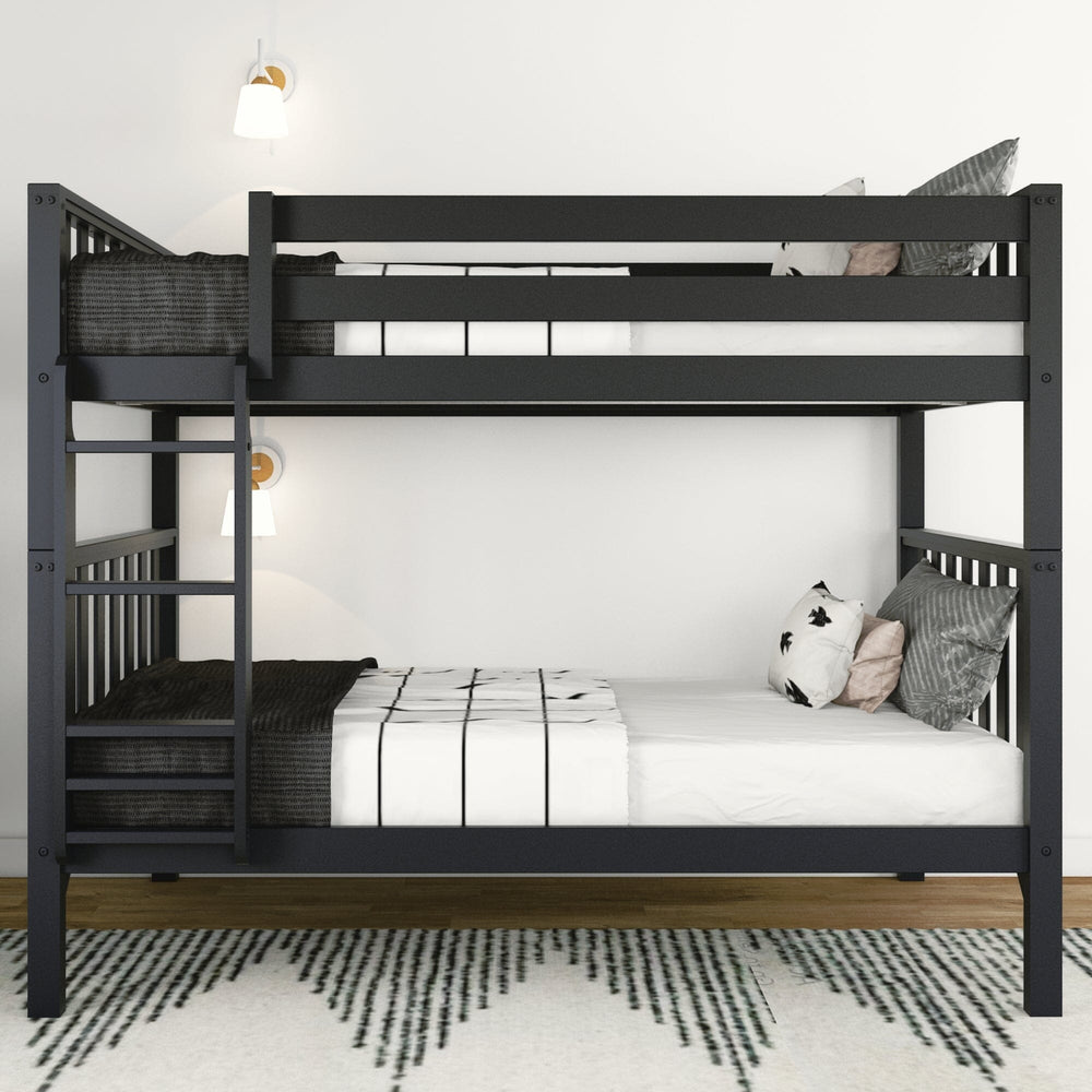 210201-170 : Bunk Beds Scandinavian Twin Over Twin Bunk Bed, Black