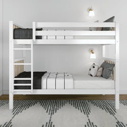 210201-202 : Bunk Beds Scandinavian Twin Over Twin Bunk Bed, White/Blonde