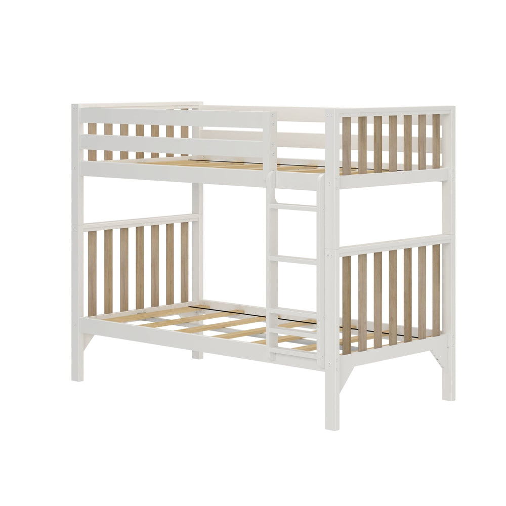 210201-202 : Bunk Beds Scandinavian Twin Over Twin Bunk Bed, White/Blonde