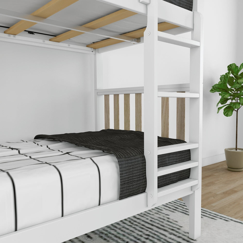 210201-202 : Bunk Beds Scandinavian Twin Over Twin Bunk Bed, White/Blonde