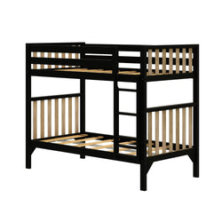 210201-272 : Bunk Beds Scandinavian Twin Over Twin Bunk Bed, Black/Blonde