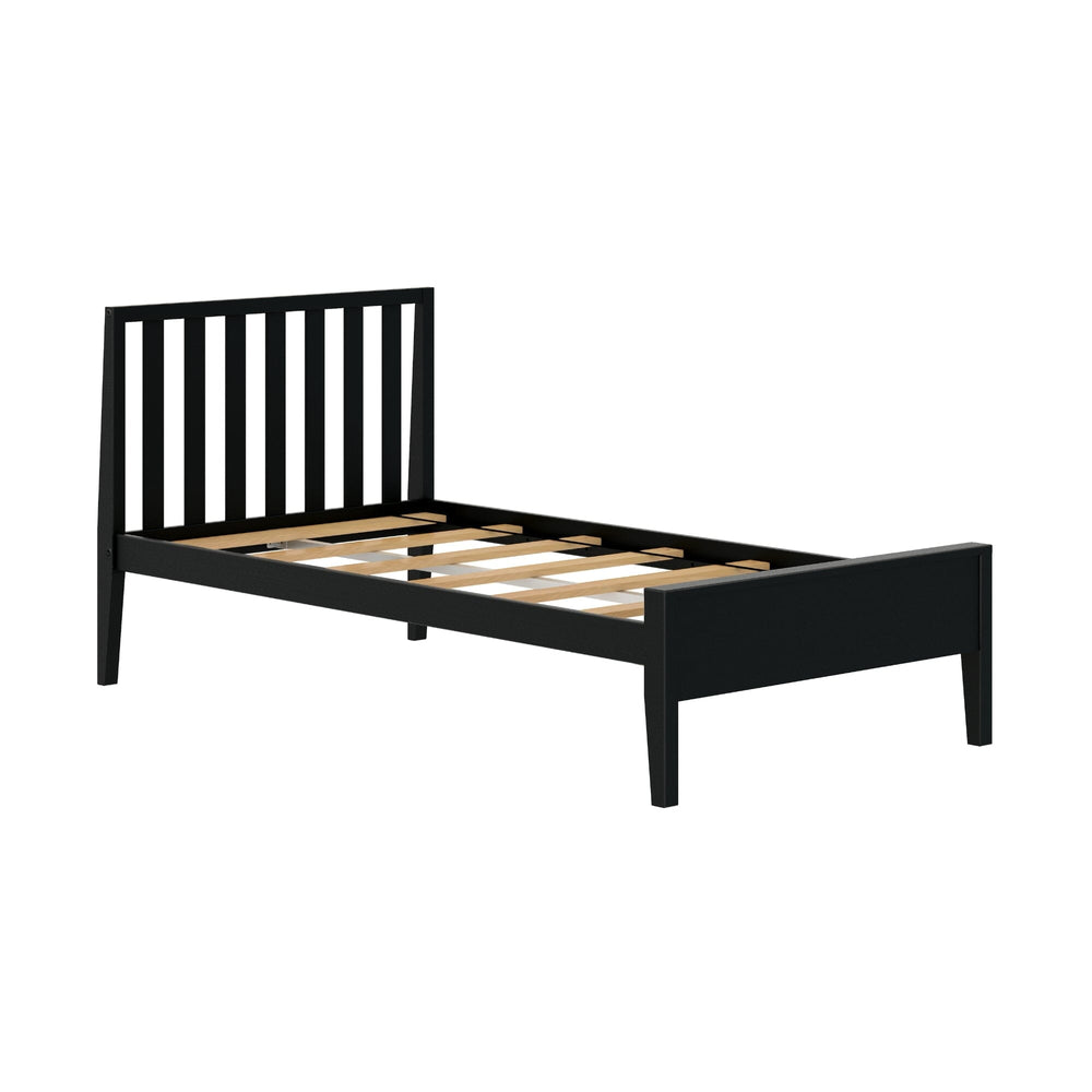 210210-170 : Kids Beds Scandinavian Twin-Size Bed with Slatted Headboard, Black