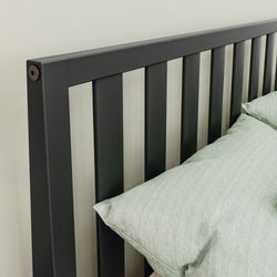 210211-170 : Kids Beds Scandinavian Full-Size Bed with Slatted Headboard, Black