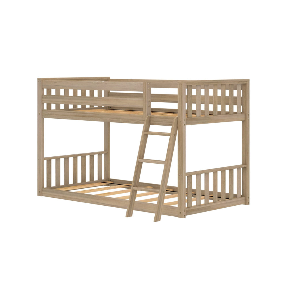 210214-010 : Bunk Beds Scandinavian Twin Over Twin Low Bunk Bed, Blonde