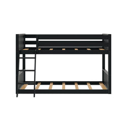 210214-170 : Bunk Beds Scandinavian Twin Over Twin Low Bunk Bed, Black