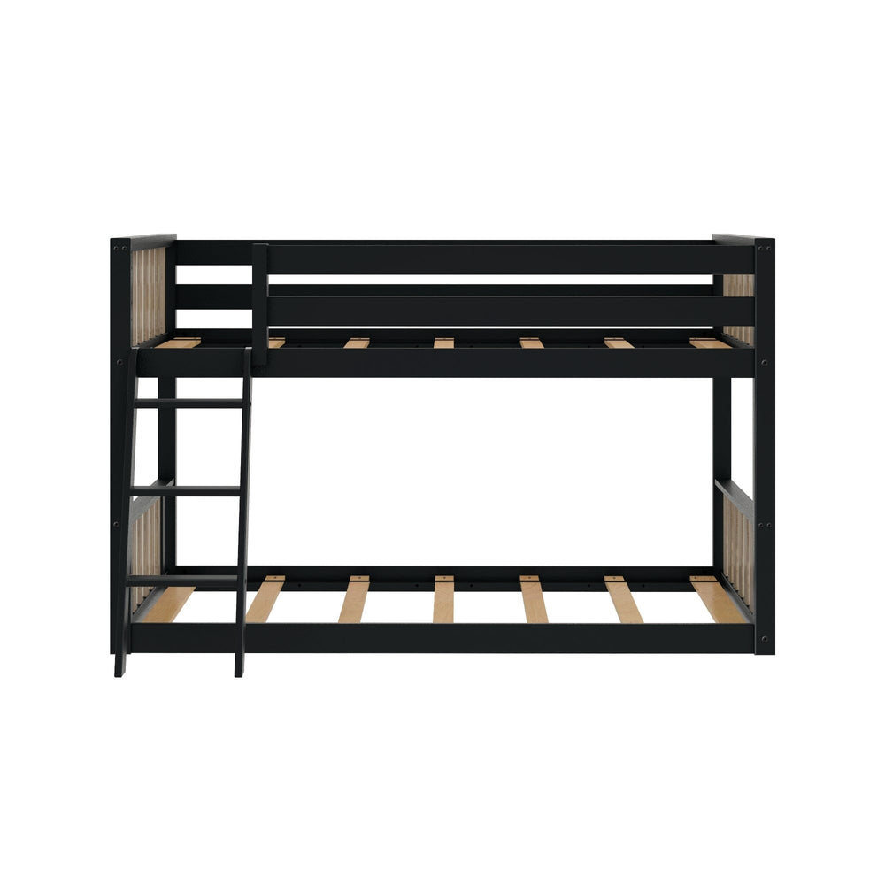 210214-272 : Bunk Beds Scandinavian Twin Over Twin Low Bunk Bed, Black/Blonde