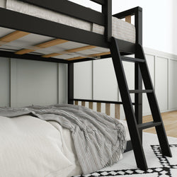 210214-272 : Bunk Beds Scandinavian Twin Over Twin Low Bunk Bed, Black/Blonde