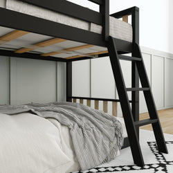 210214-272 : Bunk Beds Scandinavian Twin over Twin Low Bunk Bed, Black/Blonde