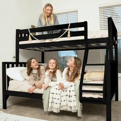 210231-170 : Bunk Beds Scandinavian Twin over Full Bunk Bed, Black