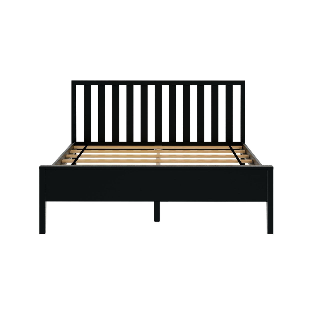 210312-170 : Kids Beds Scandinavian Queen-Size Bed with Slatted Headboard, Black