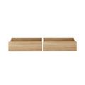 Set of 2 natural wood under-bed storage drawers, empty rectangular light-pine finish with minimalist design