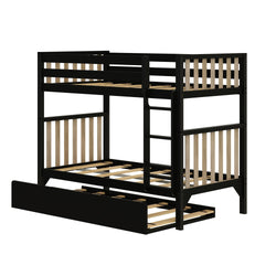 216201-272 : Bunk Beds Scandinavian Twin over Twin Bunk Bed with Twin-Size Trundle, Black/Blonde