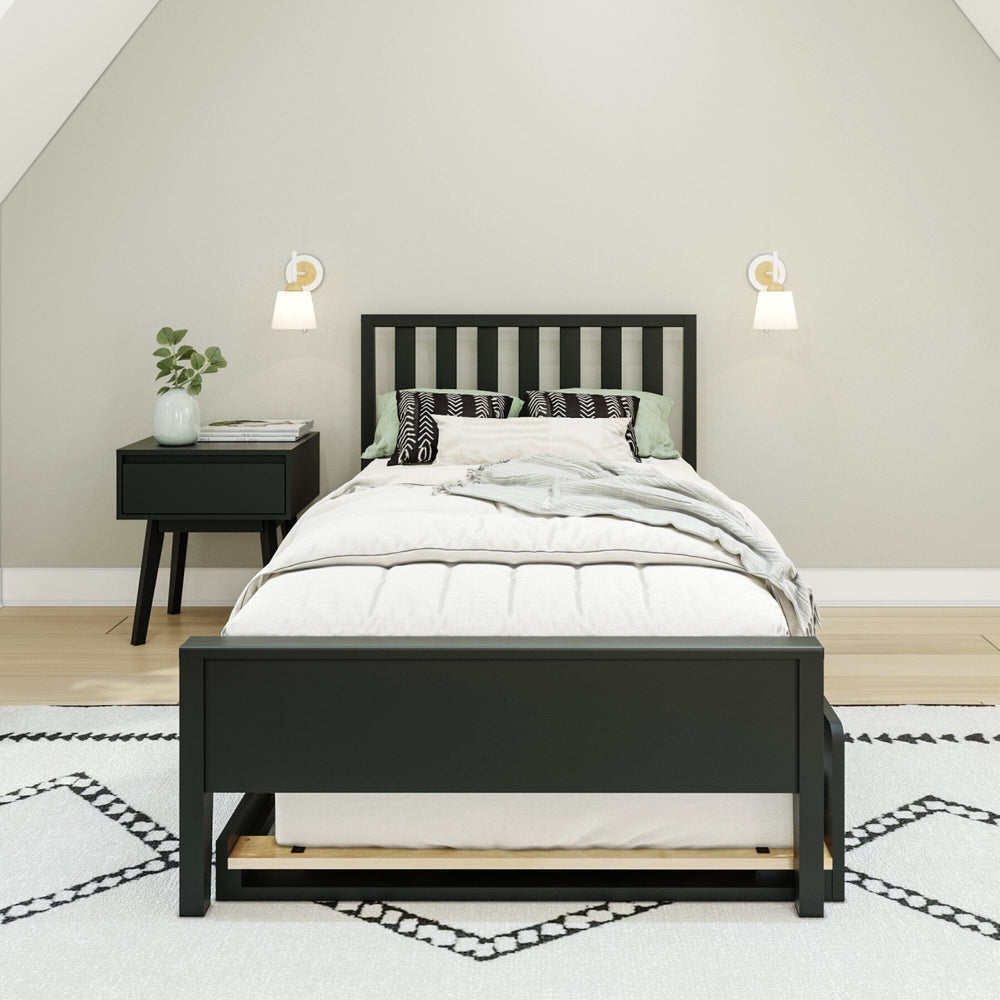 216210-170 : Kids Beds Scandinavian Twin-Size Bed with Twin-Size Trundle, Black