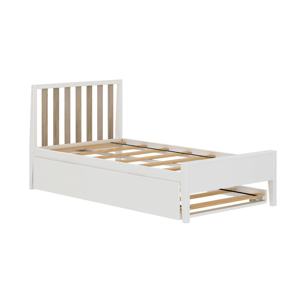 216210-202 : Kids Beds Scandinavian Twin-Size Bed with Twin-Size Trundle, White/Blonde