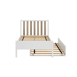 216210-202 : Kids Beds Scandinavian Twin-Size Bed with Twin-Size Trundle, White/Blonde