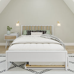 216211-202 : Kids Beds Scandinavian Full-Size Bed with Twin-Size Trundle, White/Blonde