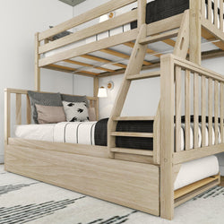 216231-010 : Bunk Beds Scandinavian Twin over Full Bunk Bed with Twin-Size Trundle, Blonde