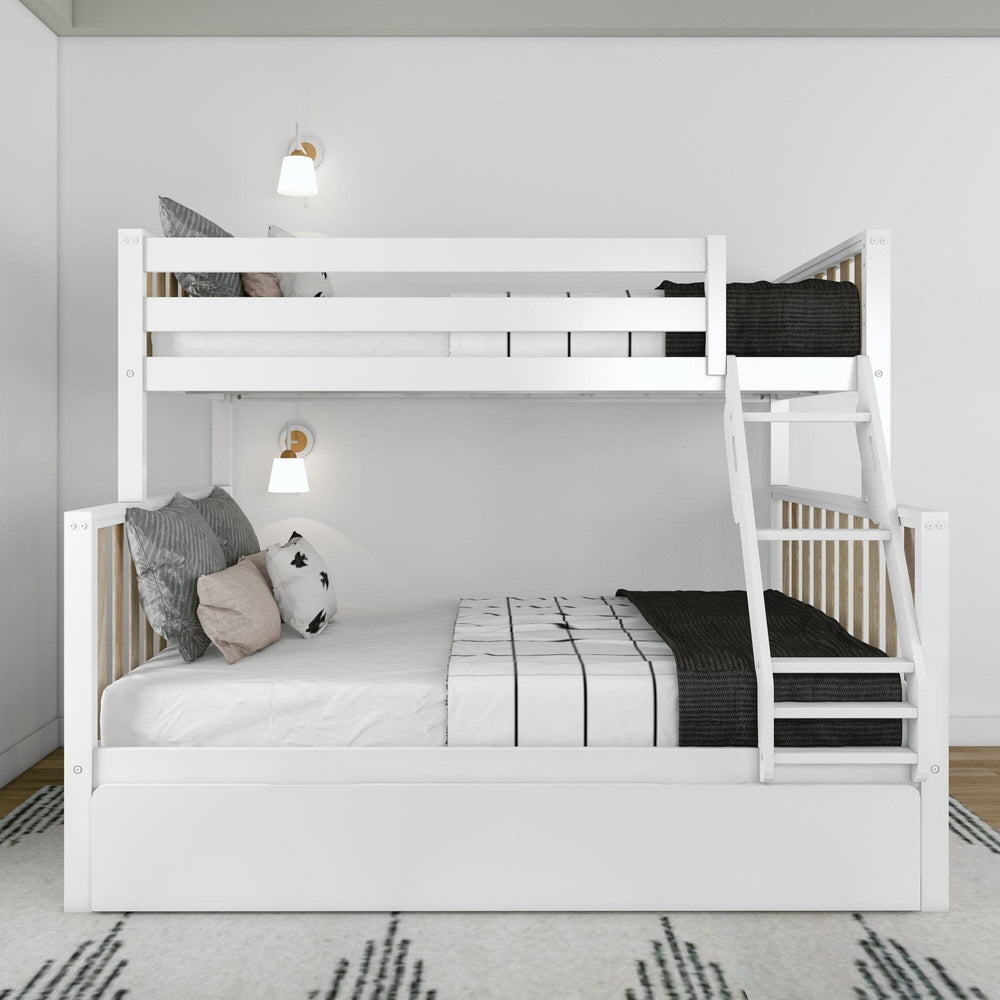 216231-202 : Bunk Beds Scandinavian Twin Over Full Bunk Bed With Twin-Size Trundle, White/Blonde