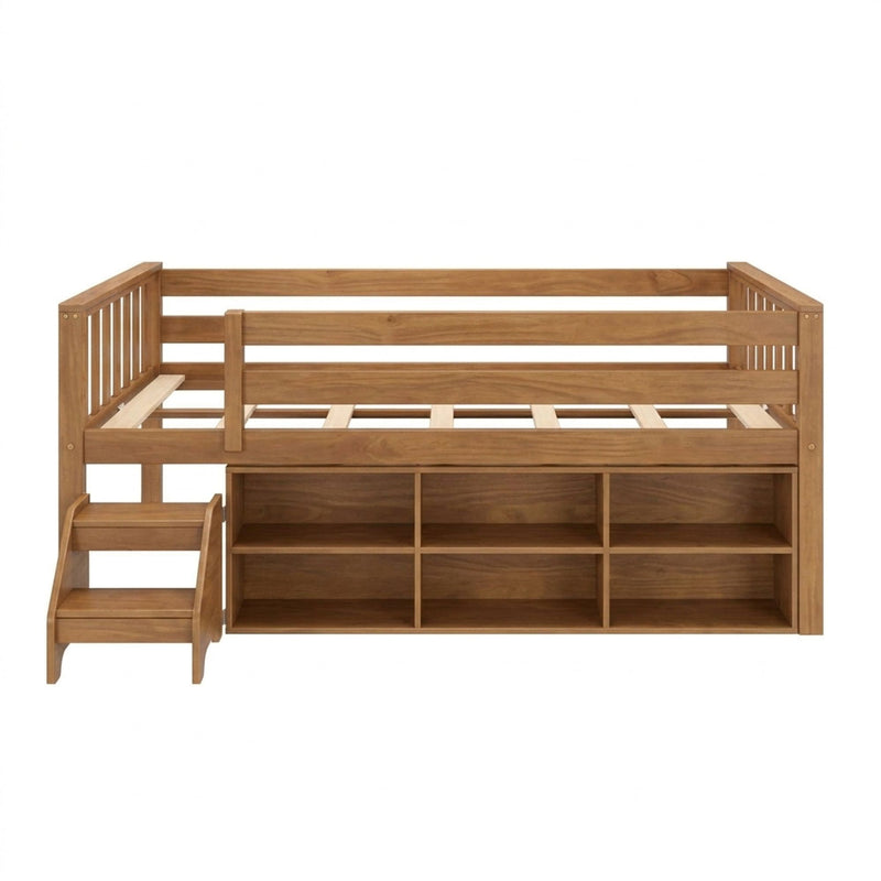 Soren Twin Ultra Low Loft Bed With Bookcase
