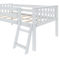 White wooden loft bed frame with ladder for kids' bedroom.