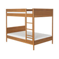 Space-saving natural wood bunk bed with built-in ladder and minimalist modern design for kids' bedroom