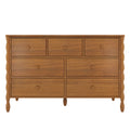 Mid-century modern walnut-finish wooden dresser with twisted carved legs and multiple spacious drawers for bedroom storage