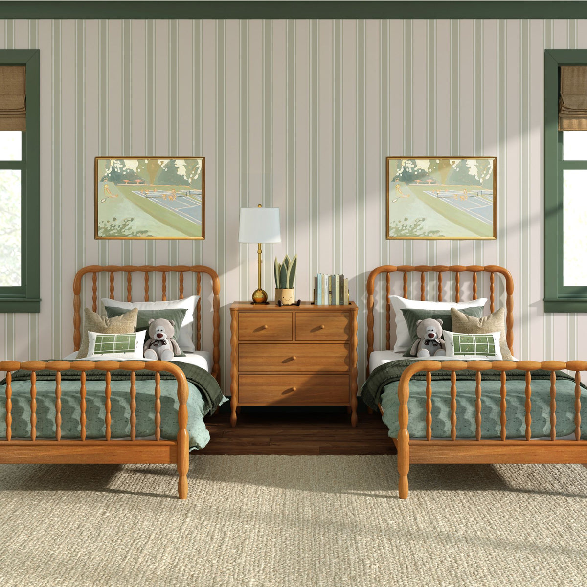 Jenny Twin Beds With 4-Drawer Dresser – Max and Lily