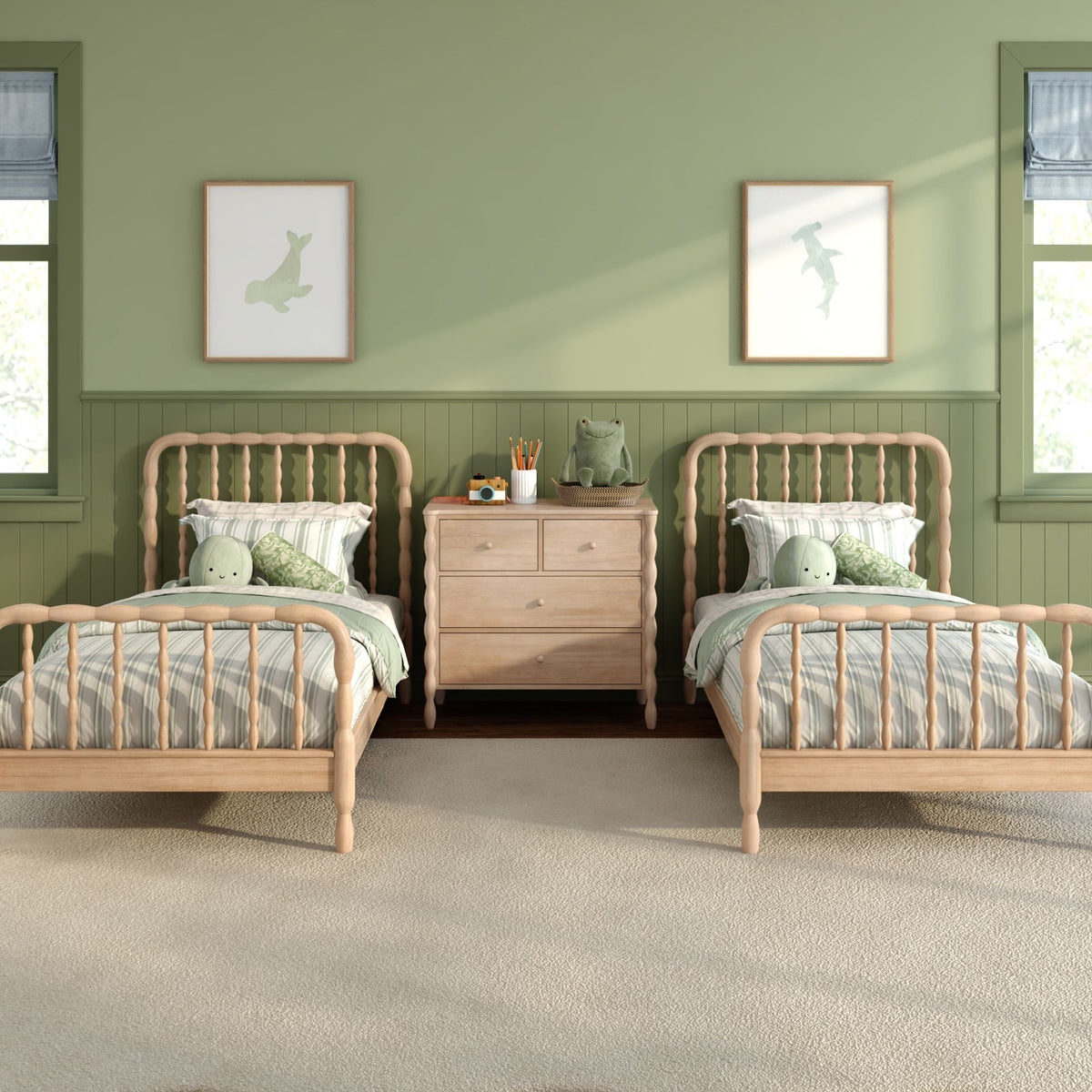Jenny Twin Beds With 4-Drawer Dresser – Max and Lily