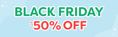 Black Friday sale banner reading "BLACK FRIDAY UP TO 50% OFF" — limited-time discounts and deals
