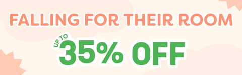 Fall-themed room decor sale banner offering up to 35% off discounts.