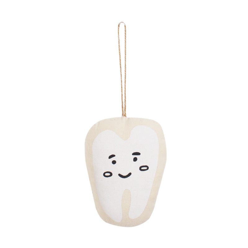 Cute tooth-shaped hanging ornament with a smiling face, perfect for dental-themed decor and gifts.