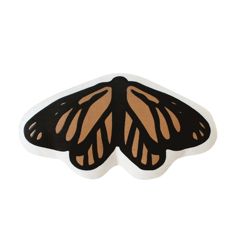 Illustrated monarch butterfly graphic on a white background.