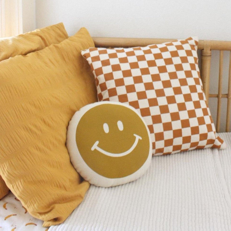 Gold Smiley Face Pillow