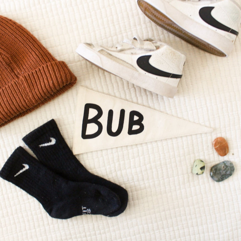 bub pennant with nike socks and nike shoes
