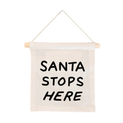 santa stops here canvas hang sign