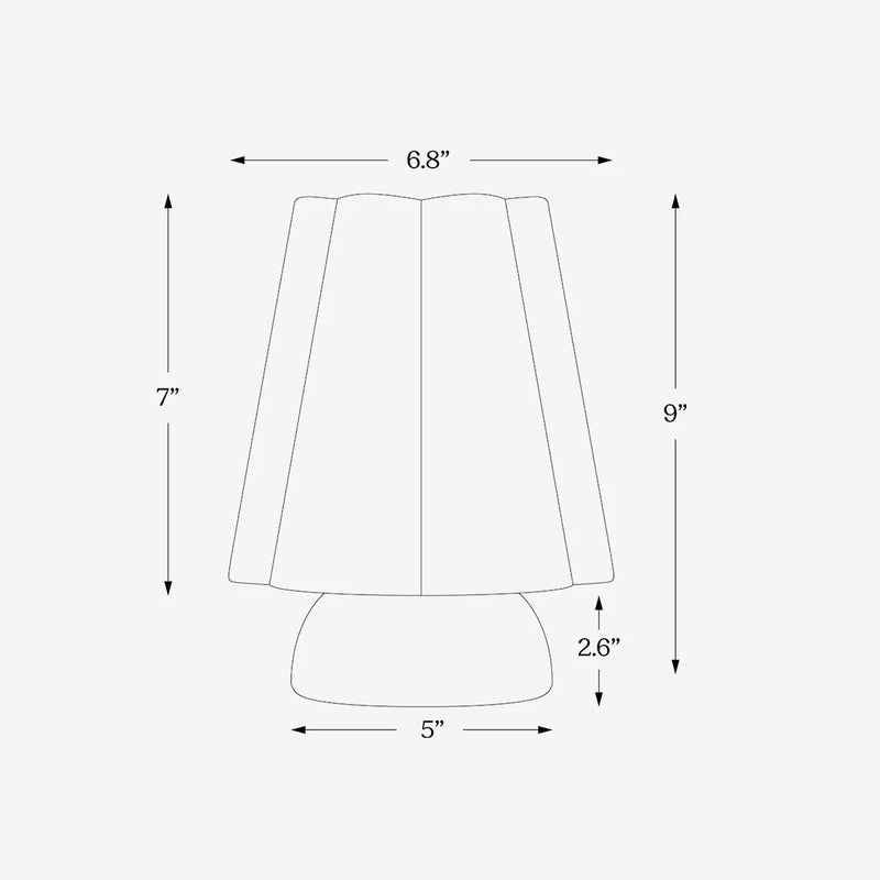 Measurement chart of a lamp with dimensions labeled in inches.