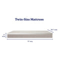 Twin-size mattress with white top and beige sides, dimensions 75" long x 38.5" wide x 8" thick — twin mattress 75x38.5x8 inches for small bedrooms and trundle beds