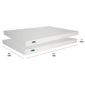 Two stacked full-size 5-inch memory foam mattress toppers with white textured breathable cover, 54 x 75 inches, extra support and comfort