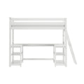 White loft bed with integrated desk, open shelving and ladder — space-saving children's bedroom study and sleep solution