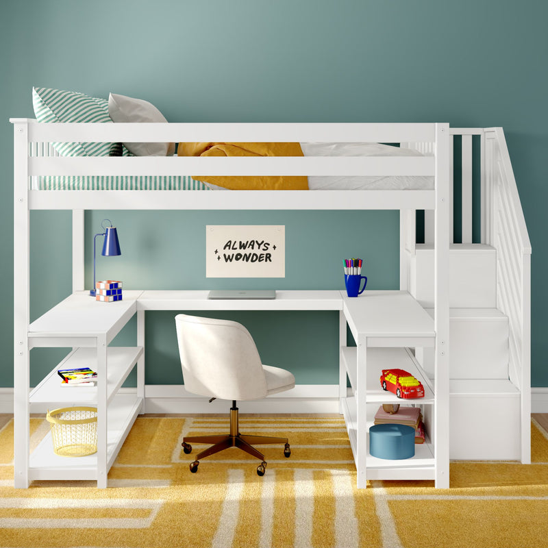 Full Loft Bed With Wraparound Desk & Stairs