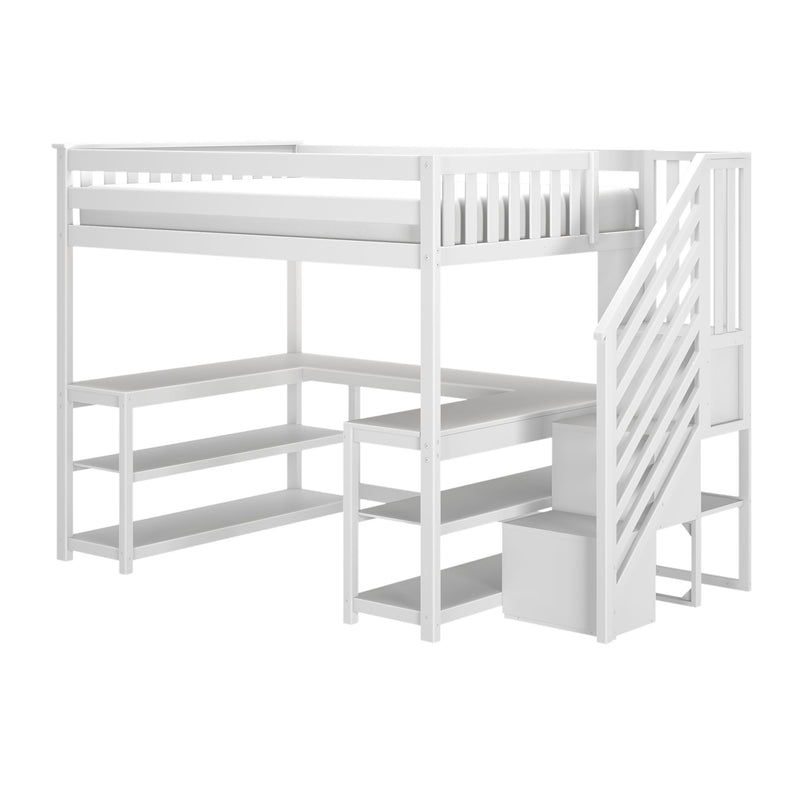 Full Loft Bed With Wraparound Desk & Stairs