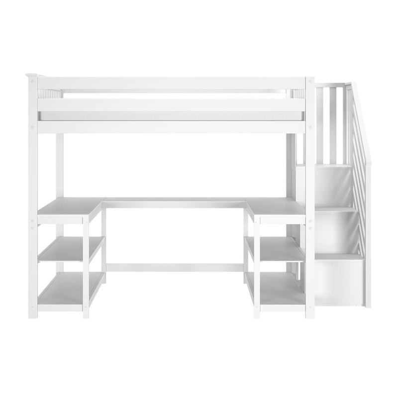 Full Loft Bed With Wraparound Desk & Stairs
