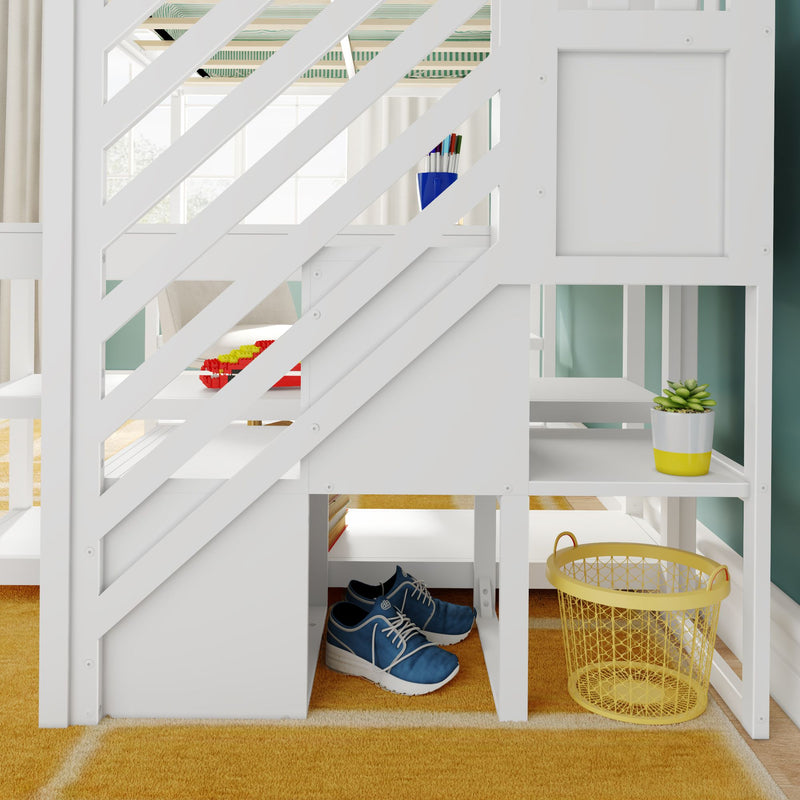 Full Loft Bed With Wraparound Desk & Stairs