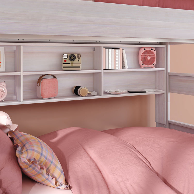 Modern Farmhouse Twin Over Twin Bunk Bed With Bookcase