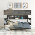 Modern Farmhouse Queen Over Queen Bunk Bed With Bookcase